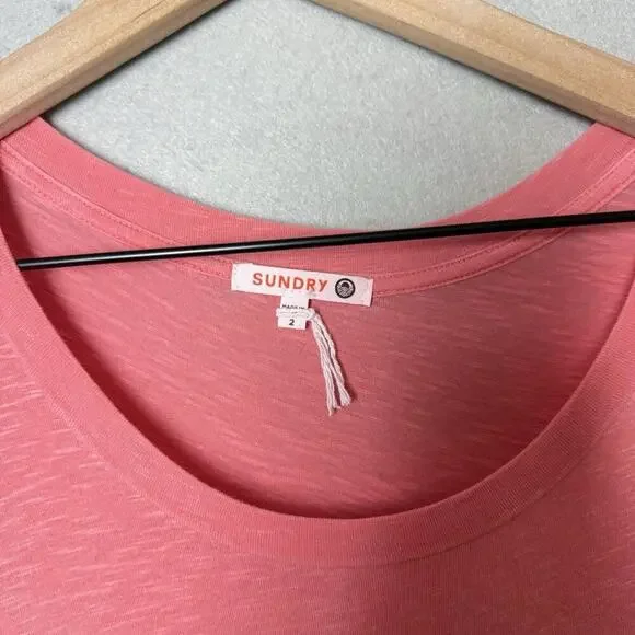 Sundry Tiered Midi Dress 3/4 Flutter Sleeve Pink Womens Size 2/M - Picture 4 of 8